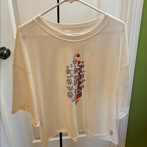 NWT FP White Short-Sleeve Graphic Tee with Vertical Print